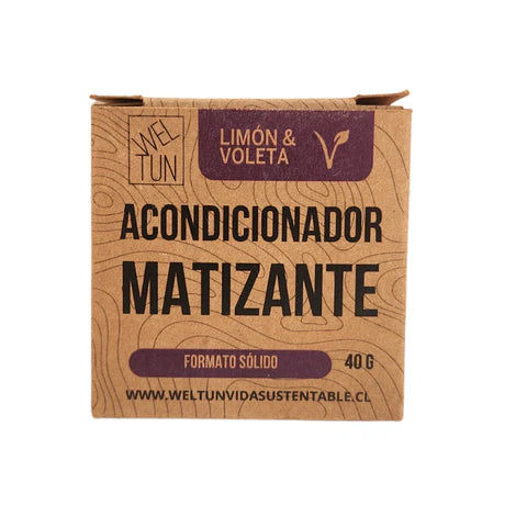 Acondicionador sólido matizante Violeta Nutre y Matiza para tonos rubios, naranjos o canos 40g