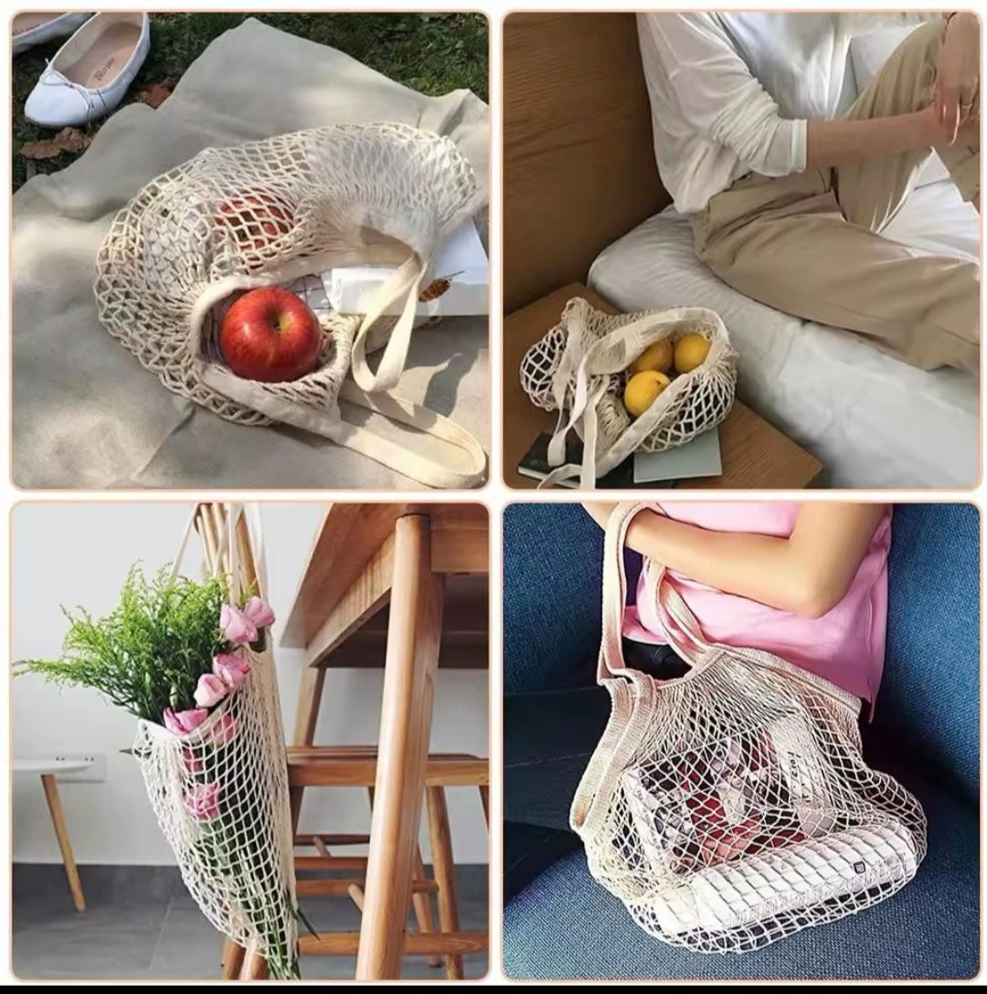 Bolsa De Malla De Algodón Reutilizable Para Compras