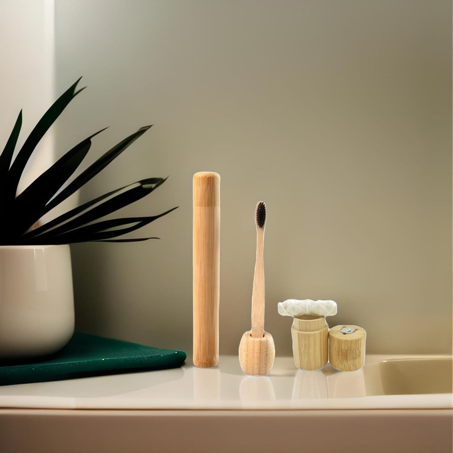EcoDental Kit: Estuche + soporte + hilo dental maíz+ cepillo de dientes adulto