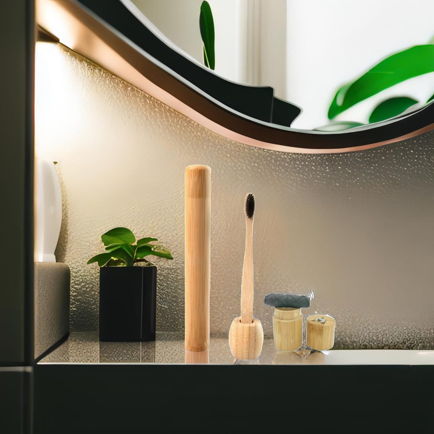 EcoDental Kit: Estuche + soporte + hilo dental carbón + cepillo de dientes adulto