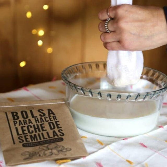 Bolsa de malla reutilizable para hacer leche de semillas