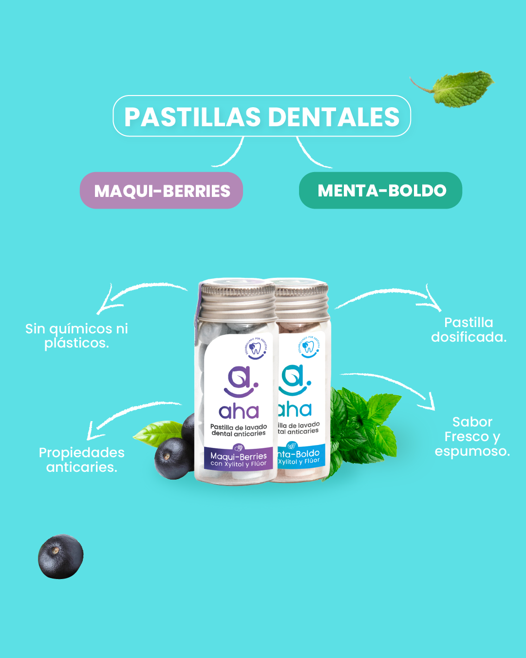 Pasta dental en pastillas con flúor - 1 mes
