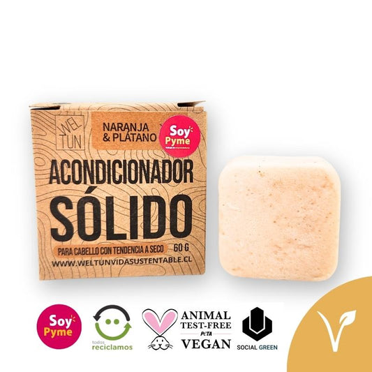 Acondicionador Sólido de Naranja - Plátano para Cabello Seco 40 g