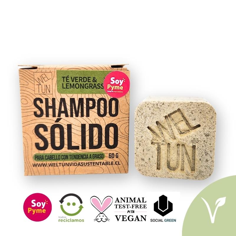 Shampoo Sólido de Té Verde Lemongrass para Cabello Graso 60g