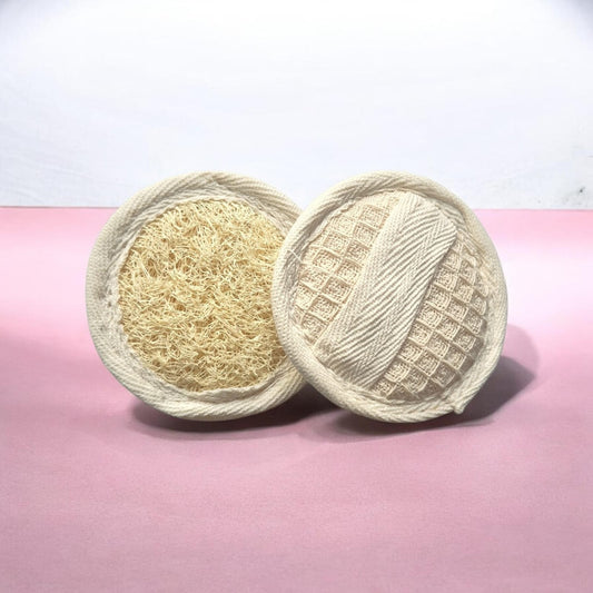 Pétalo Facial Exfoliante de Luffa Natural con Banda de Algodón