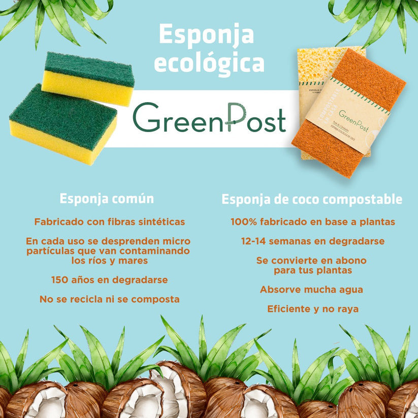 Esponja compostable de fibra de coco