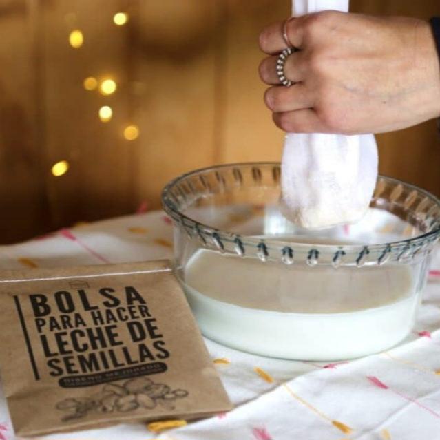 Bolsa de malla reutilizable para hacer leche de semillas
