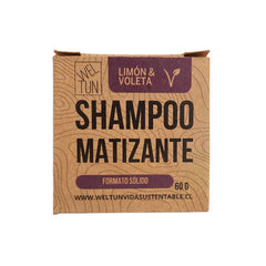 Shampoo sólido matizante Violeta Nutre y Matiza para tonos rubios, naranjos o canos 60g